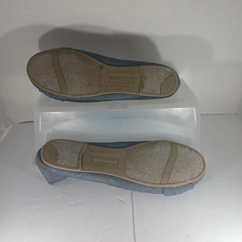 American Eagle‎ Denim Ballet Flats Size 10 Blue Pleated Round Toe Casual Classic